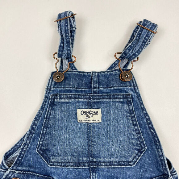 OshKosh B'Gosh Vestbak Girl Denim Blue Jean Overalls Pants Skinny Gold Stripe 3T - Picture 6 of 14